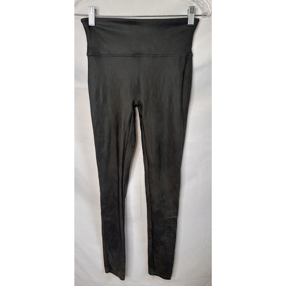 SPANX Faux Leather Legging M Liquid Stretch Skinny Leggings Olive  Green